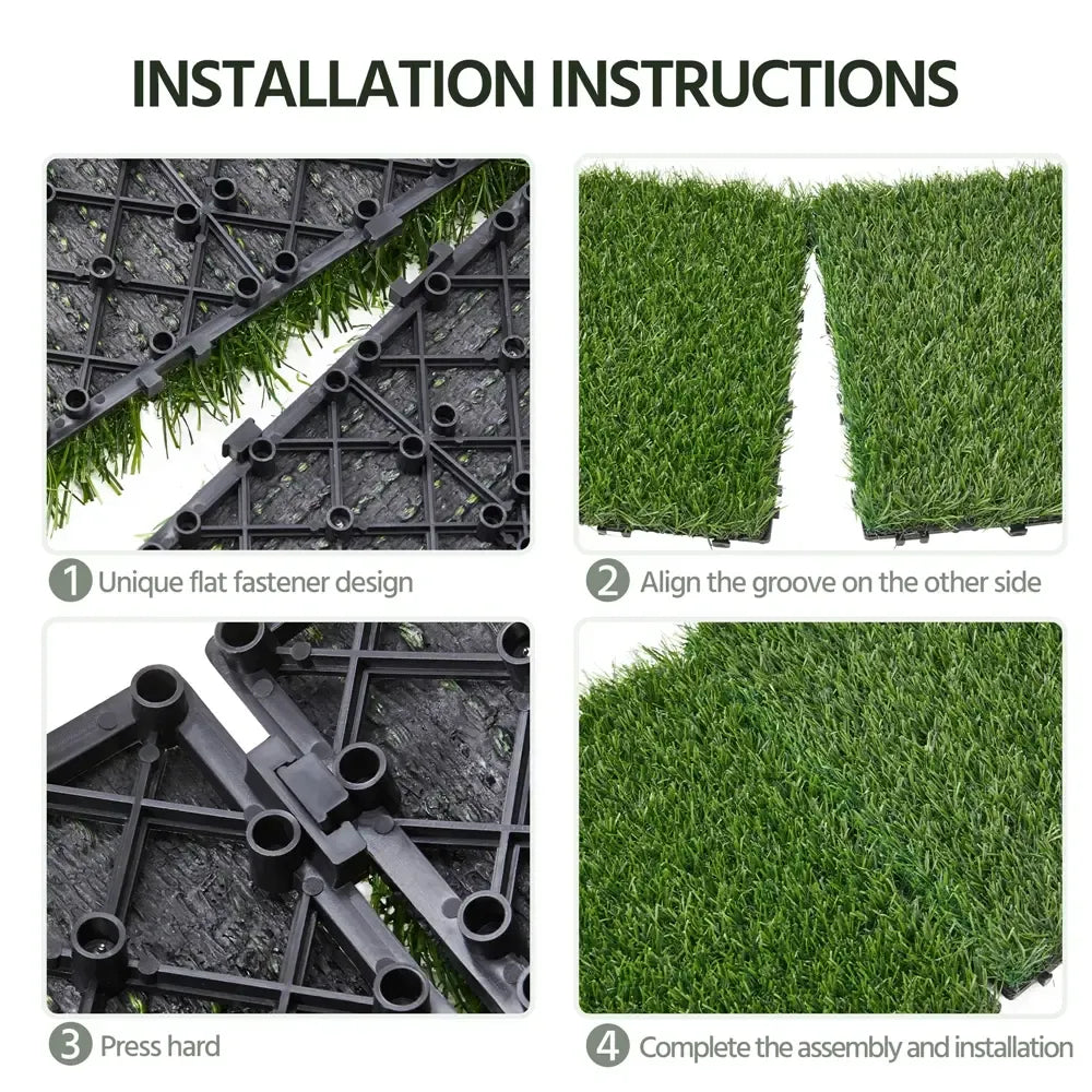 12"x12" Self-Draining Artificial Grass Tiles 6 Pack